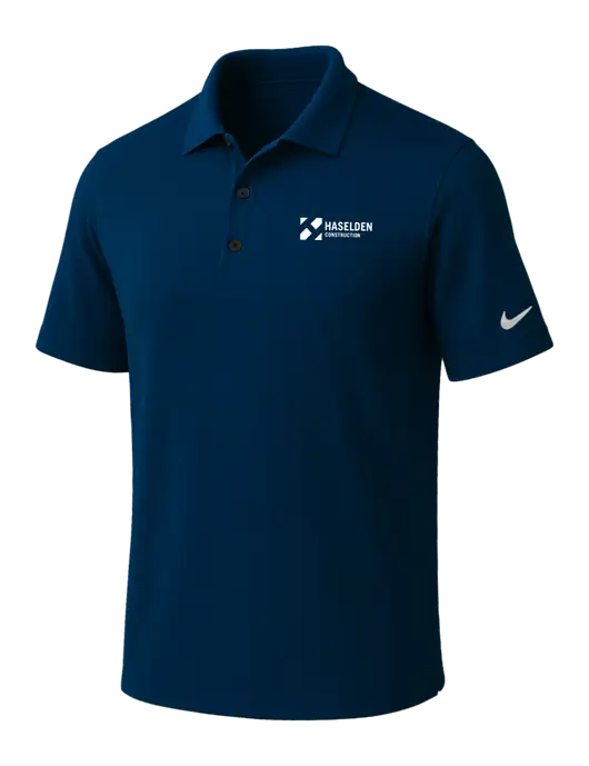 NIKE Navy Dri-Fit Micro Pique Polo w/Haselden Construction Logo