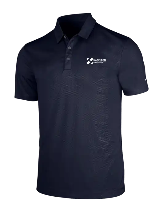 NIKE Dark Navy Dri-Fit Embossed Tri-Blade Polo w/Haselden Construction Logo