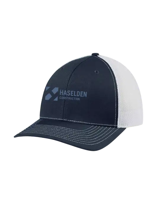 Richardson Adjustable Snapback Original 112 Trucker Cap Navy w/White Mesh w/Haselden Construction Logo