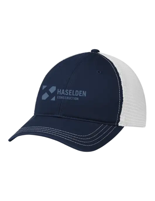 Richardson 111 Garment Washed Trucker Cap Navy w/White Mesh w/Haselden Construction Logo