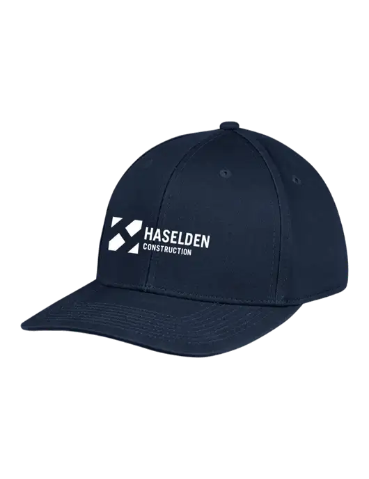 Premium Modern Structured Twill Navy Snapback Cap w/Haselden Construction Logo