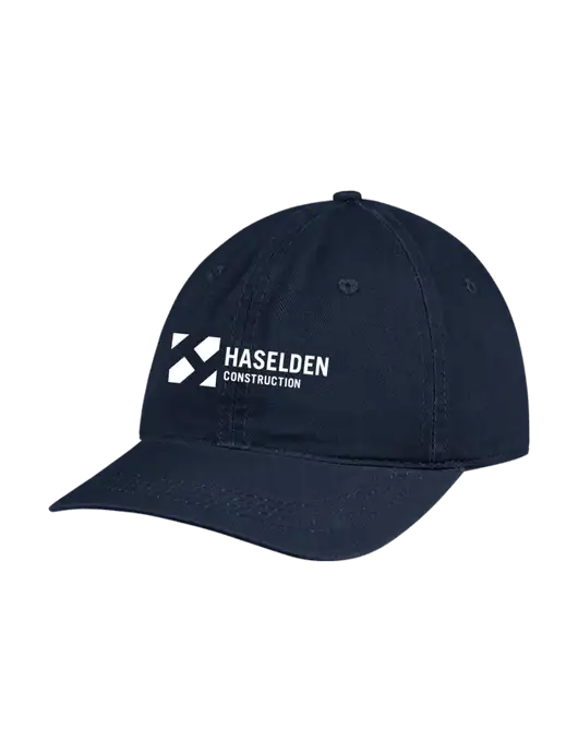 Garment Washed Unstructured Twill Navy Cap w/Haselden Construction Logo