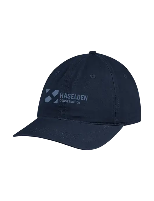 Garment Washed Unstructured Twill Navy Cap w/Haselden Construction Logo