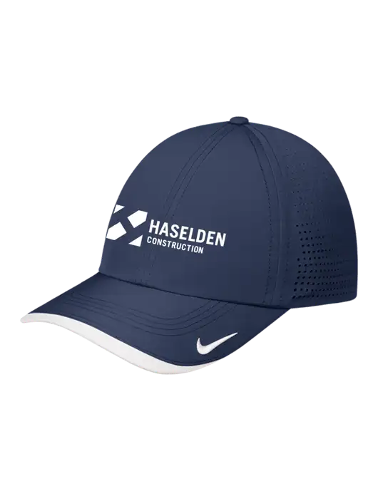 Nike Navy/White Dri-FIT Perforated Performance Cap w/Haselden Construction Logo