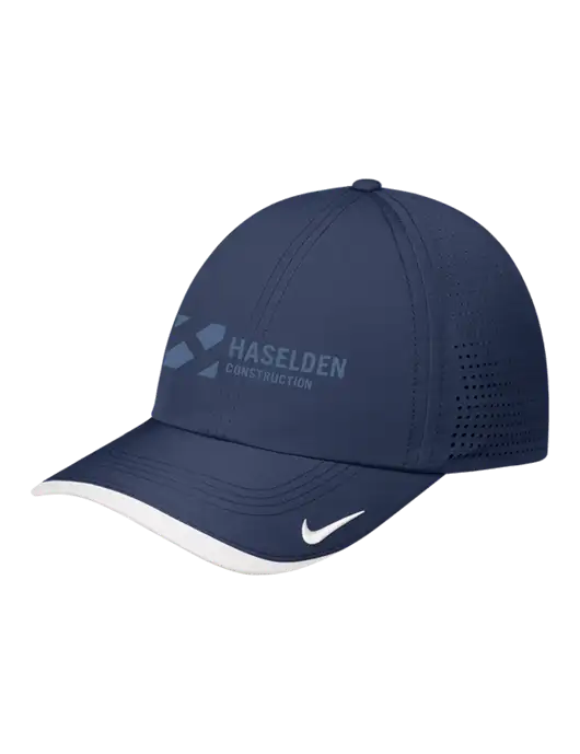 Nike Navy/White Dri-FIT Perforated Performance Cap w/Haselden Construction Logo