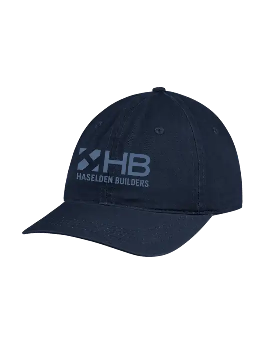 Garment Washed Unstructured Twill Navy Cap w/Haselden Builders Logo