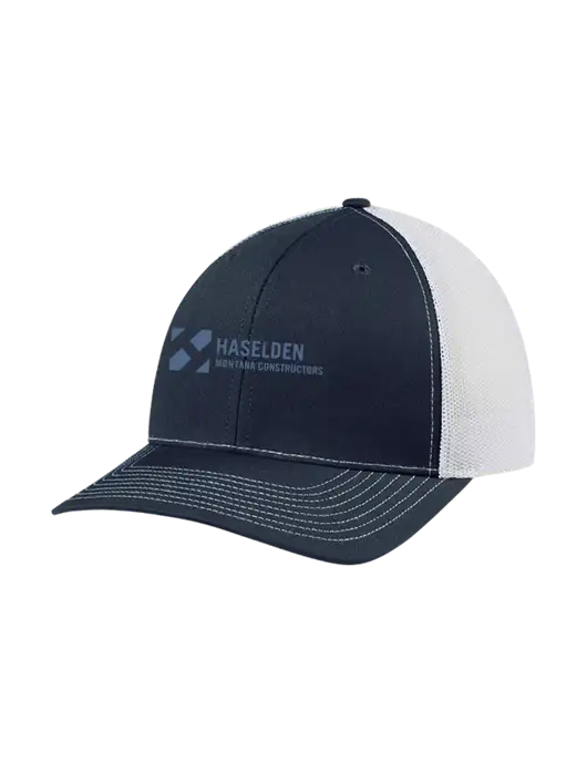 Richardson Adjustable Snapback Original 112 Trucker Cap Navy w/White Mesh w/Haselden Montana Constructors Logo