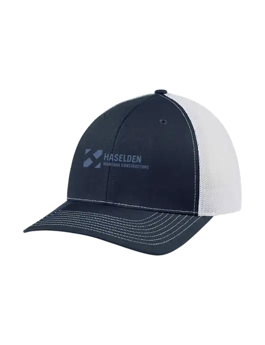 Richardson Adjustable Snapback Original 112 Trucker Cap Navy w/White Mesh w/Haselden Montana Constructors Logo