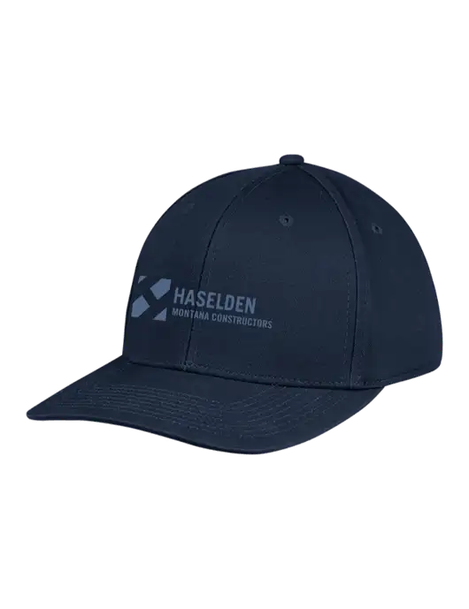 Premium Modern Structured Twill Navy Snapback Cap w/Haselden Montana Constructors Logo