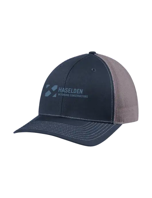 Richardson Adjustable Snapback Original 112 Trucker Cap Navy w/Charcoal Mesh w/Haselden Wyoming Logo
