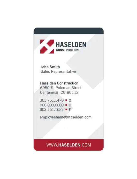 Haselden Construction Standard Business Card, Round Corners