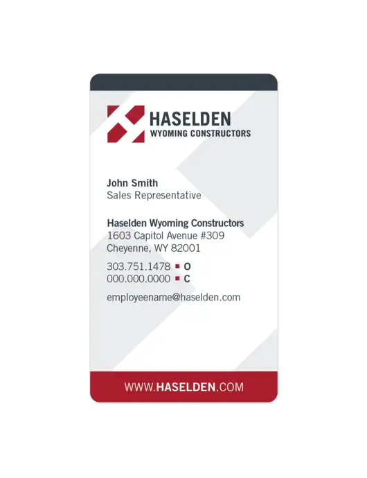 Haselden Wyoming Constructors Business Card, Round Corners