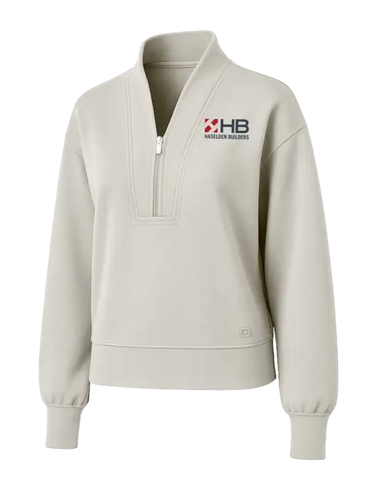 OGIO Womens Ivory Transcend 1/4-Zip w/Haselden Builders Logo