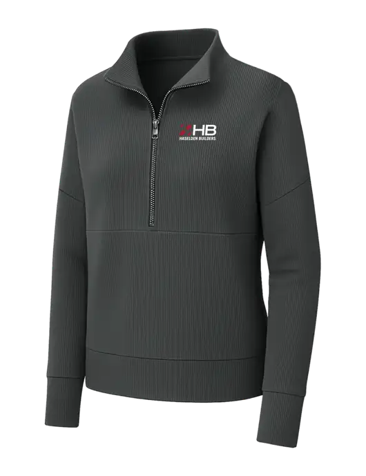 Mercer+Mettle Womens Dark Grey Linear Texture Quarter Zip w/Haselden Builders Logo