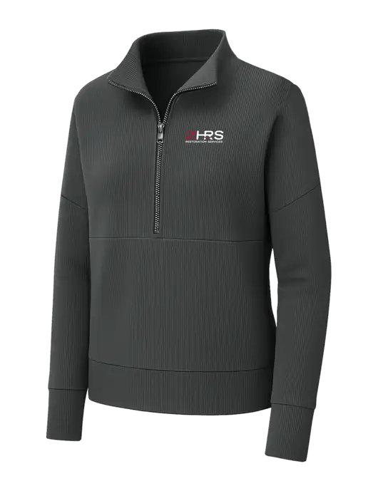 Mercer+Mettle Womens Dark Grey Linear Texture Quarter Zip w/HRS Restoration Services Logo