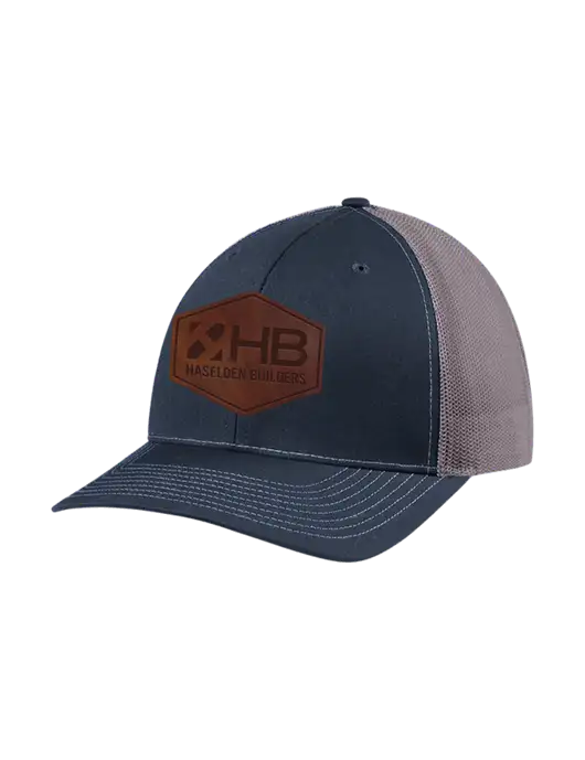 Richardson Adjustable Snapback Original 112 Trucker Cap Navy w/Charcoal Mesh w/Haselden Builders Leather Patch Logo