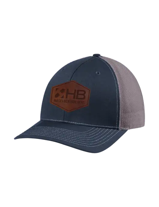 Richardson Adjustable Snapback Original 112 Trucker Cap Navy w/Charcoal Mesh w/Haselden Builders Leather Patch Logo