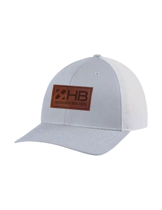 Richardson Adjustable Snapback Original 112 Trucker Cap Light Heather Grey w/White Mesh w/Haselden Builders Leather Patch Logo