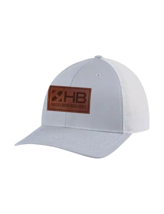 Richardson Adjustable Snapback Original 112 Trucker Cap Light Heather Grey w/White Mesh w/Haselden Builders Leather Patch Logo