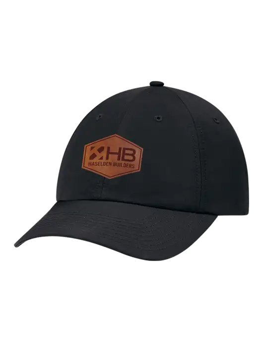 Richardson Relaxed Performance Lite Black Cap w/Haselden Builders Leather Patch Logo