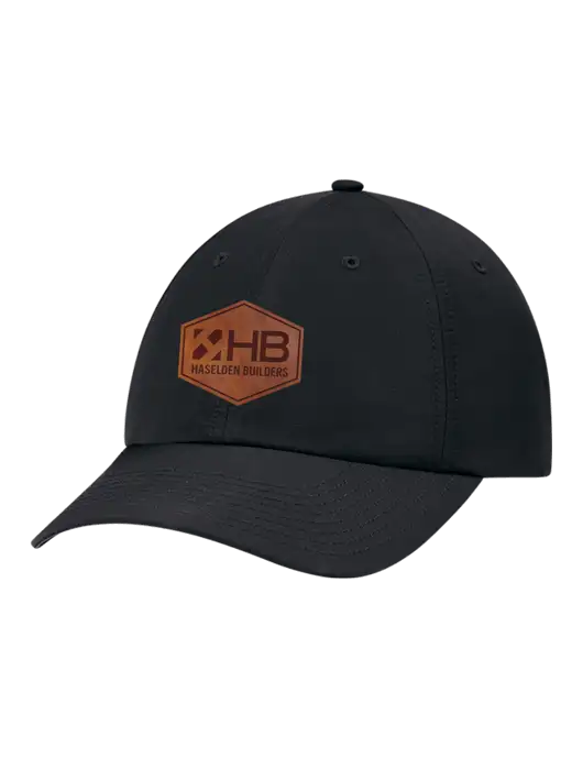 Richardson Relaxed Performance Lite Black Cap w/Haselden Builders Leather Patch Logo