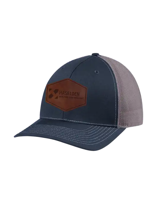 Richardson Adjustable Snapback Original 112 Trucker Cap Navy w/Charcoal Mesh w/Haselden Montana Constructors Leather Patch Logo