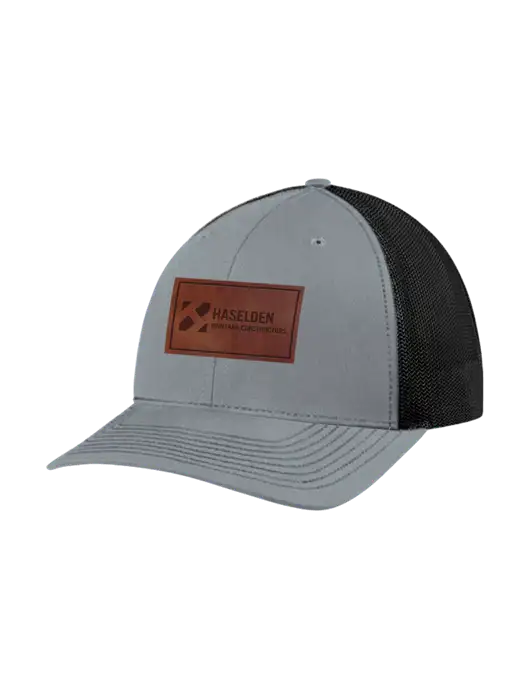 Richardson Adjustable Snapback Original 112 Trucker Cap Heather Grey w/Black Mesh w/Haselden Montana Constructors Leather Patch Logo