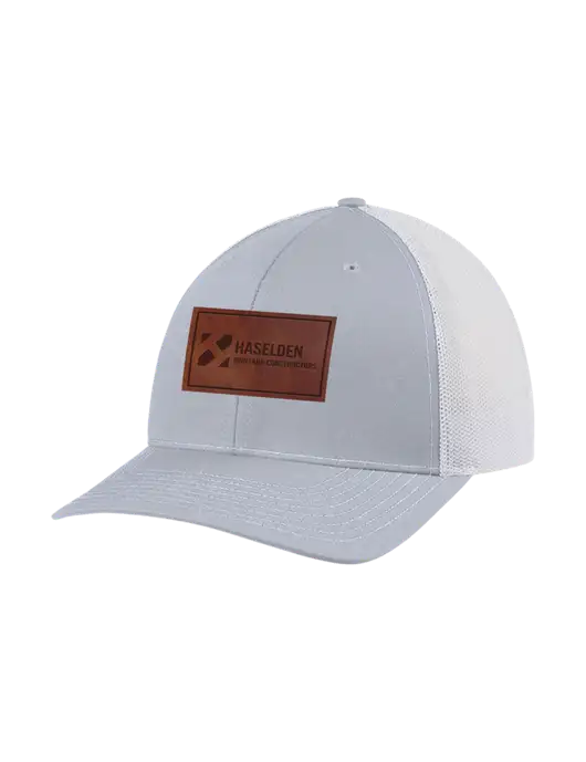 Richardson Adjustable Snapback Original 112 Trucker Cap Light Heather Grey w/White Mesh w/Haselden Montana Constructors Leather Patch Logo