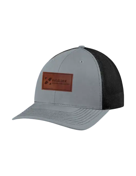 Richardson Adjustable Snapback Original 112 Trucker Cap Heather Grey w/Black Mesh w/Haselden Wyoming Leather Patch Logo
