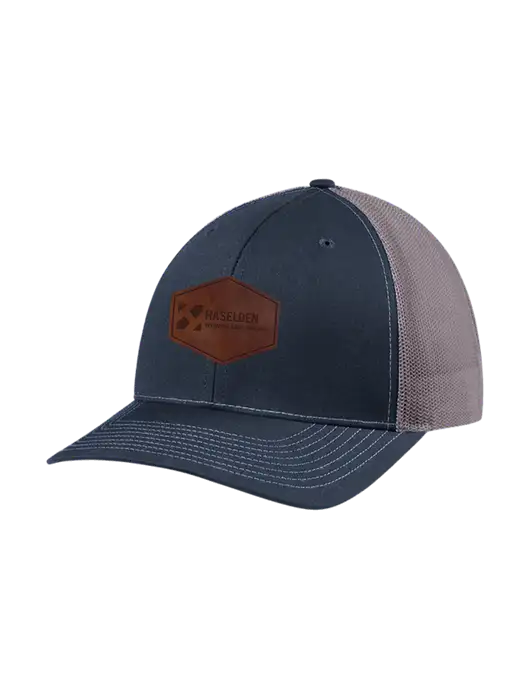 Richardson Adjustable Snapback Original 112 Trucker Cap Navy w/Charcoal Mesh w/Haselden Wyoming Leather Patch Logo