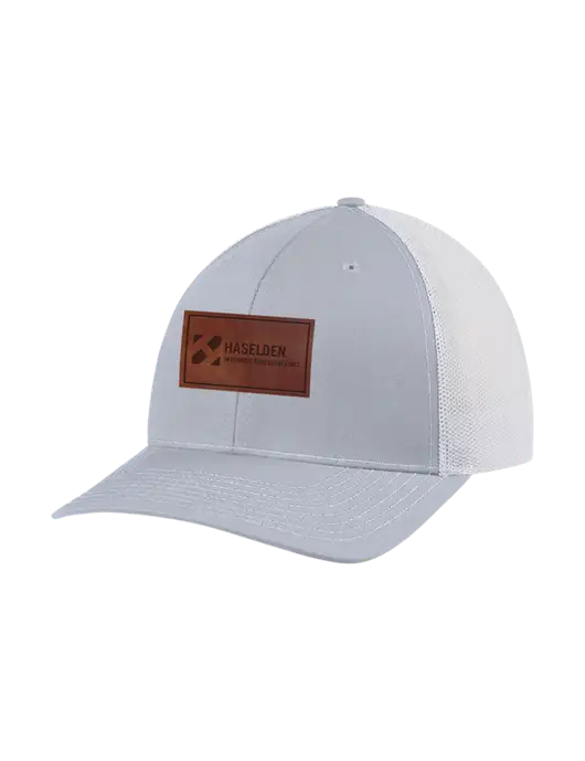 Richardson Adjustable Snapback Original 112 Trucker Cap Light Heather Grey w/White Mesh w/Haselden Wyoming Leather Patch Logo