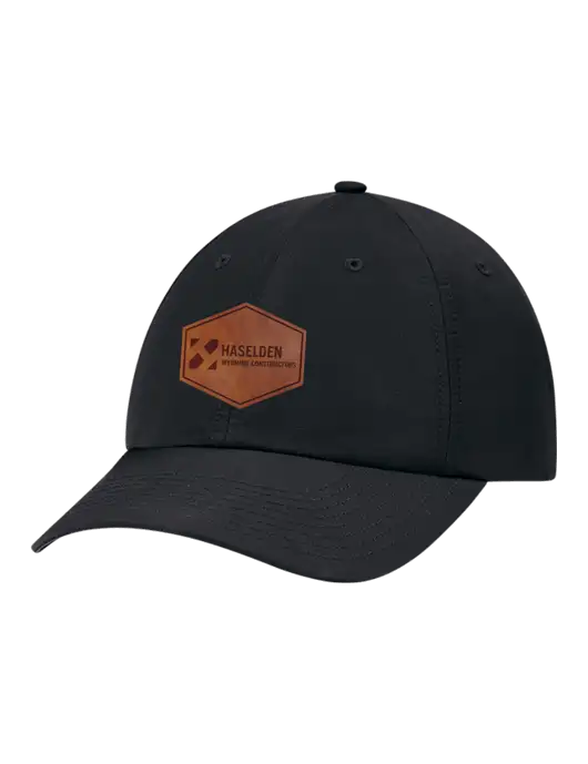 Richardson Relaxed Performance Lite Black Cap w/Haselden Wyoming Leather Patch Logo