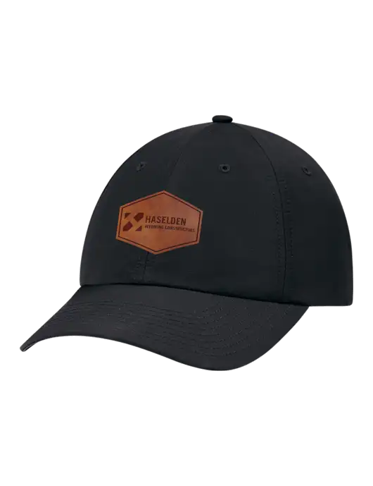 Richardson Relaxed Performance Lite Black Cap w/Haselden Wyoming Leather Patch Logo