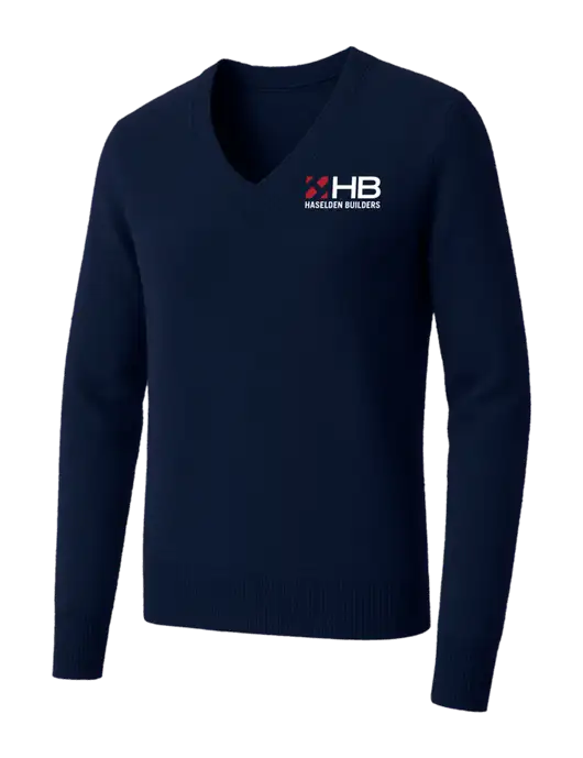 Brooks Brothers Womens Navy Washable Merino V-Neck Sweater w/Haselden Builders Logo