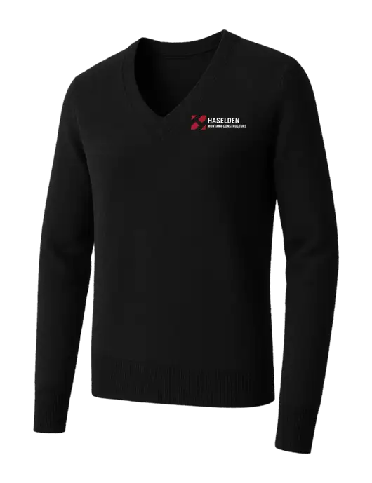 Brooks Brothers Womens Black Washable Merino V-Neck Sweater w/Haselden Montana Constructors Logo