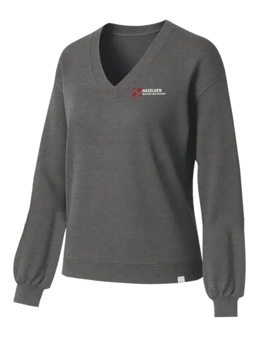 TravisMathew Womens Long Weekend Medium Heather Grey V-Neck
 w/Haselden Montana Constructors Logo