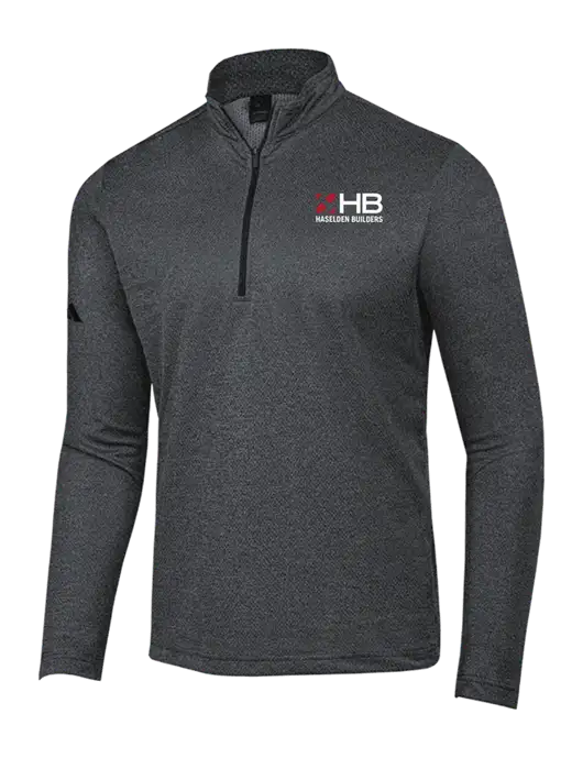 Adidas Black Melange Space Dyed Quarter-Zip Pullover w/Haselden Builders Logo
