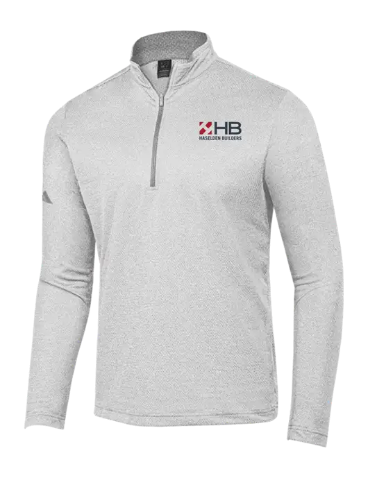 Adidas Light Grey Heather Space Dyed Quarter-Zip Pullover w/Haselden Builders Logo