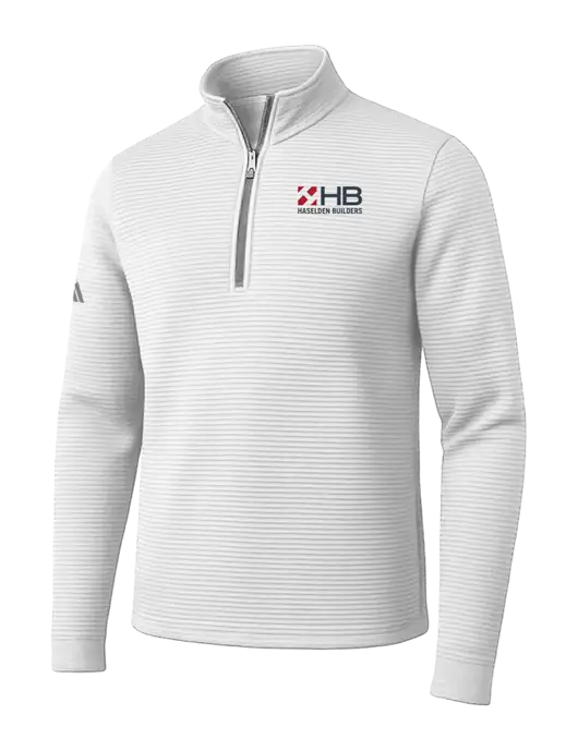 Adidas White Spacer Quarter-Zip Pullover w/Haselden Builders Logo