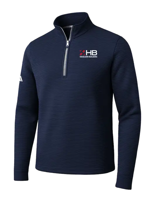 Adidas Navy Spacer Quarter-Zip Pullover w/Haselden Builders Logo